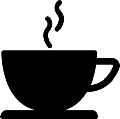 Coffee Cup Of Hot Drink Black Silhouette Contour Svg Vector, Free Vectors File